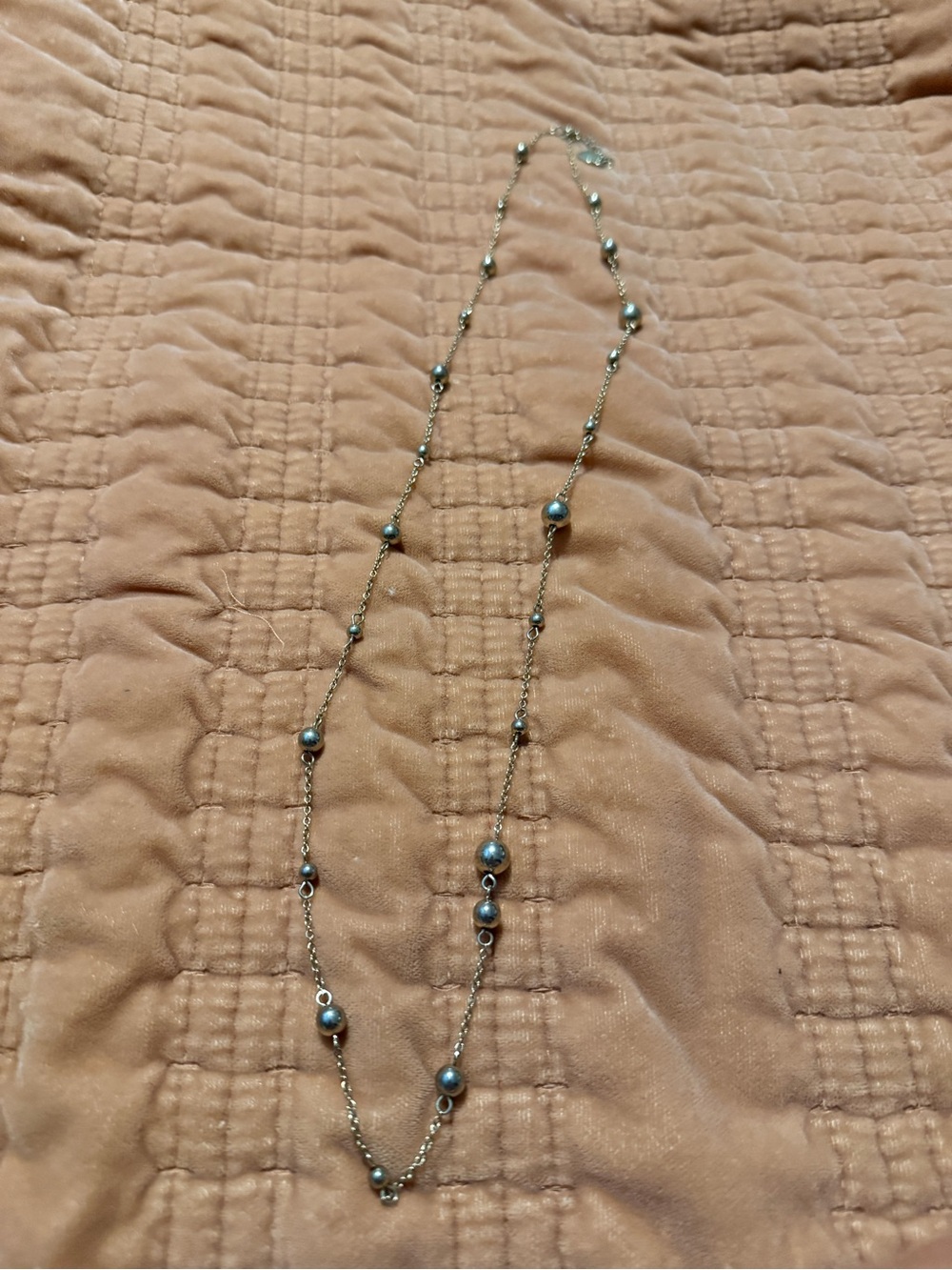 Delicate Gold-Tone Bead Station Necklace - Silver - Chaps